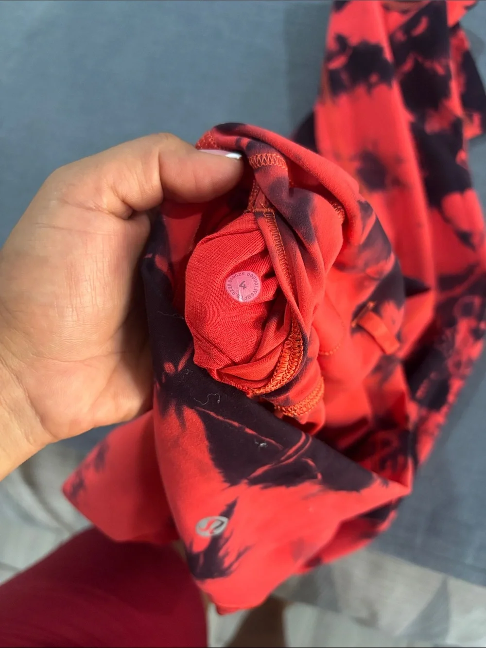 lululemon athletica Kids' Red and Black Tie-Dye Leggings with Side Pockets
